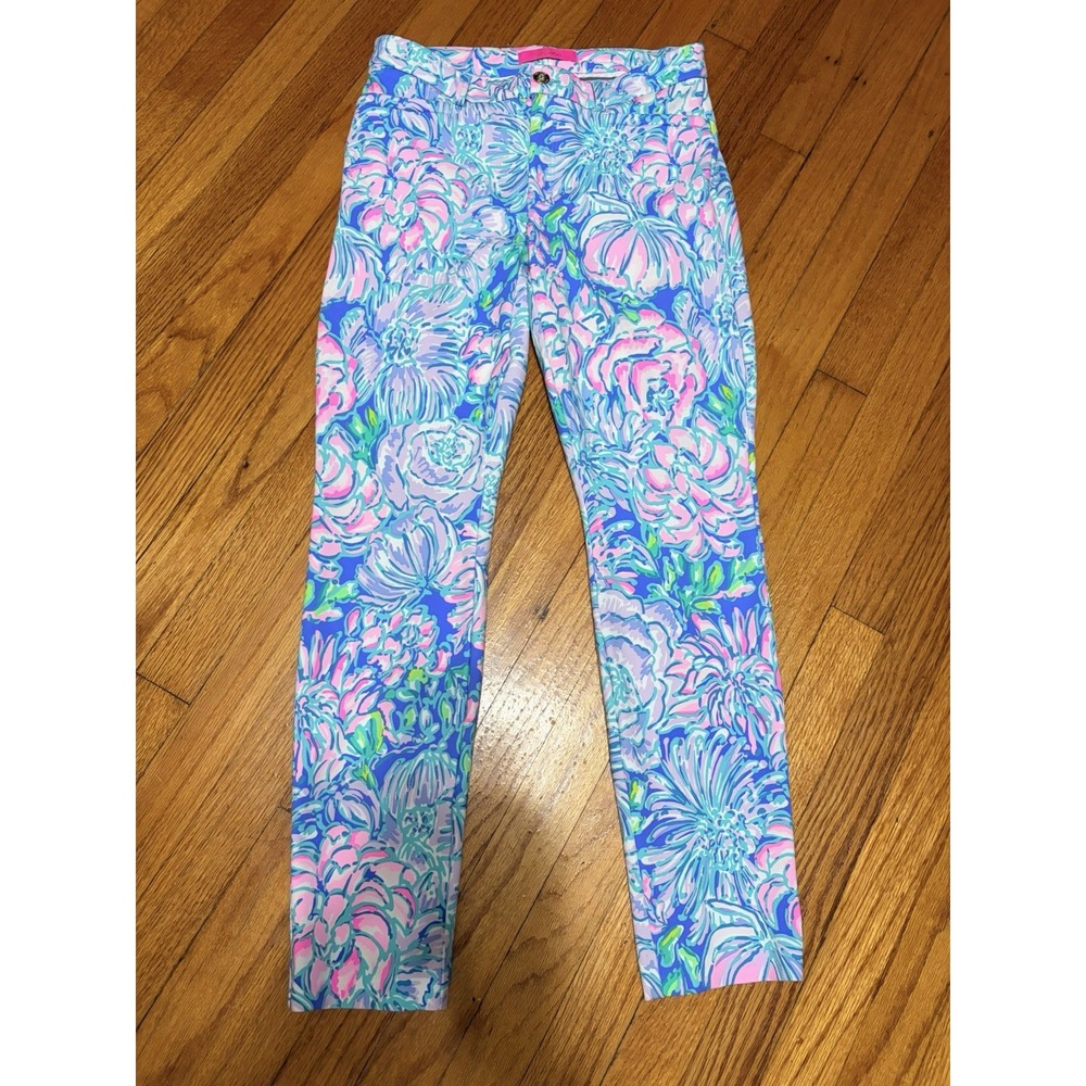 Lilly Pulitzer High Rise Knit Kelly Pant Size 6 In Full Bloom Print
